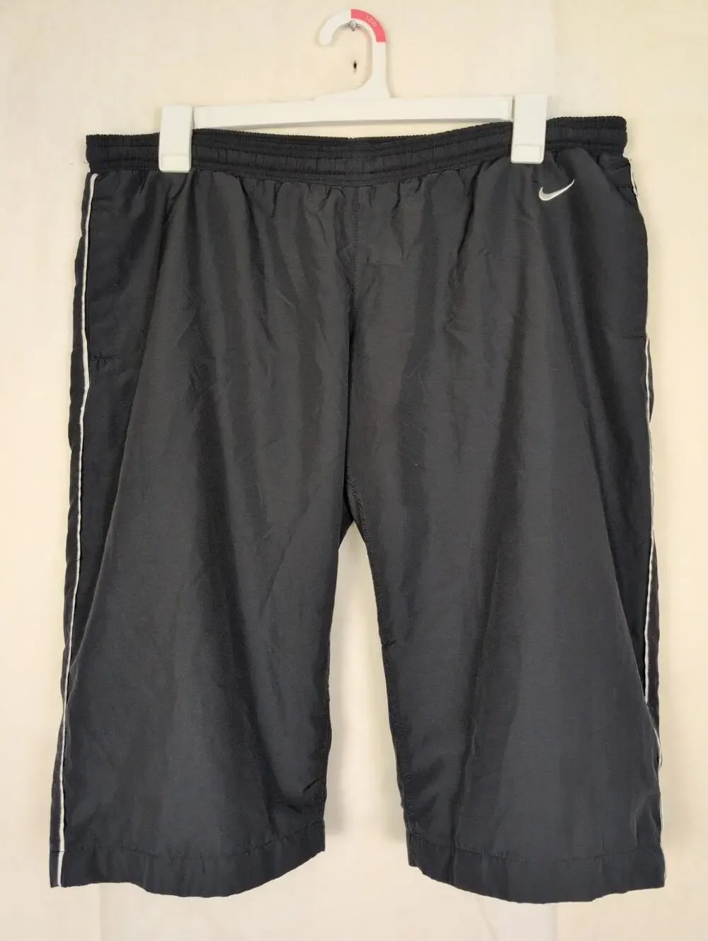 Vintage Nike Athletic Dept black nylon long shorts XL Active Retro Streetwear